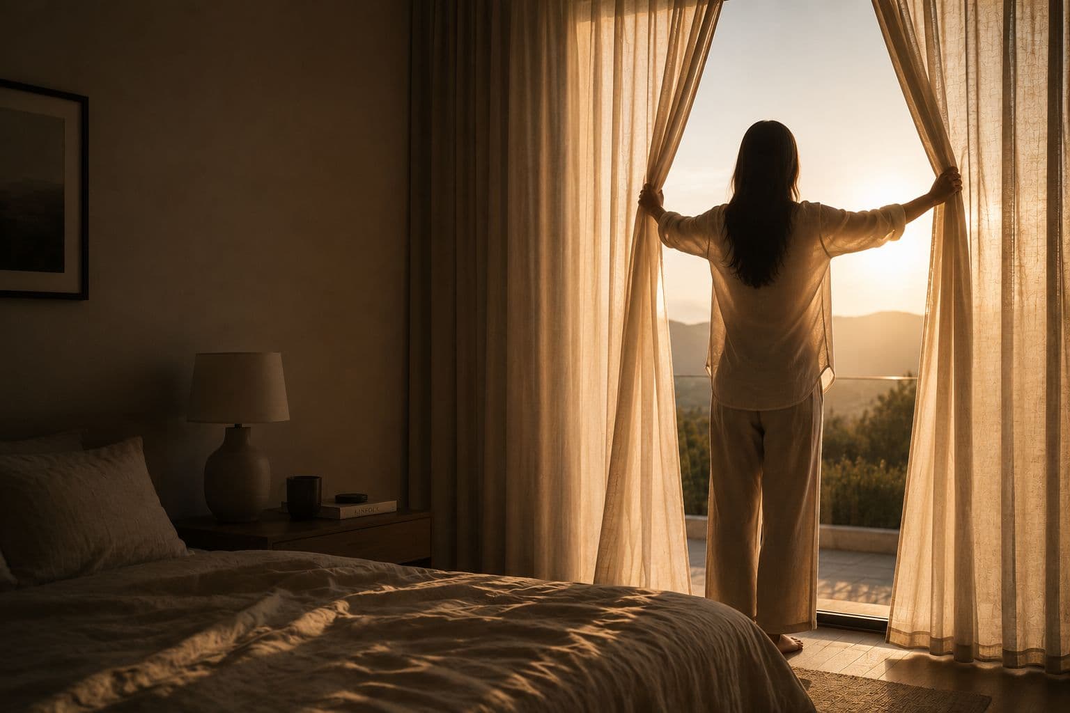 Drawing the curtains open on a new morning